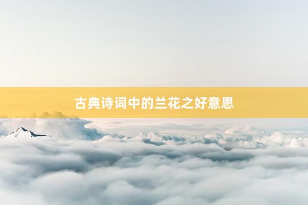 古典诗词中的兰花之好意思
