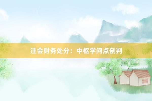 注会财务处分：中枢学问点剖判